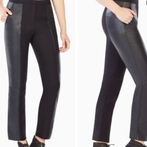 BCBGMaxAzria Black Leather-Accent Trousers